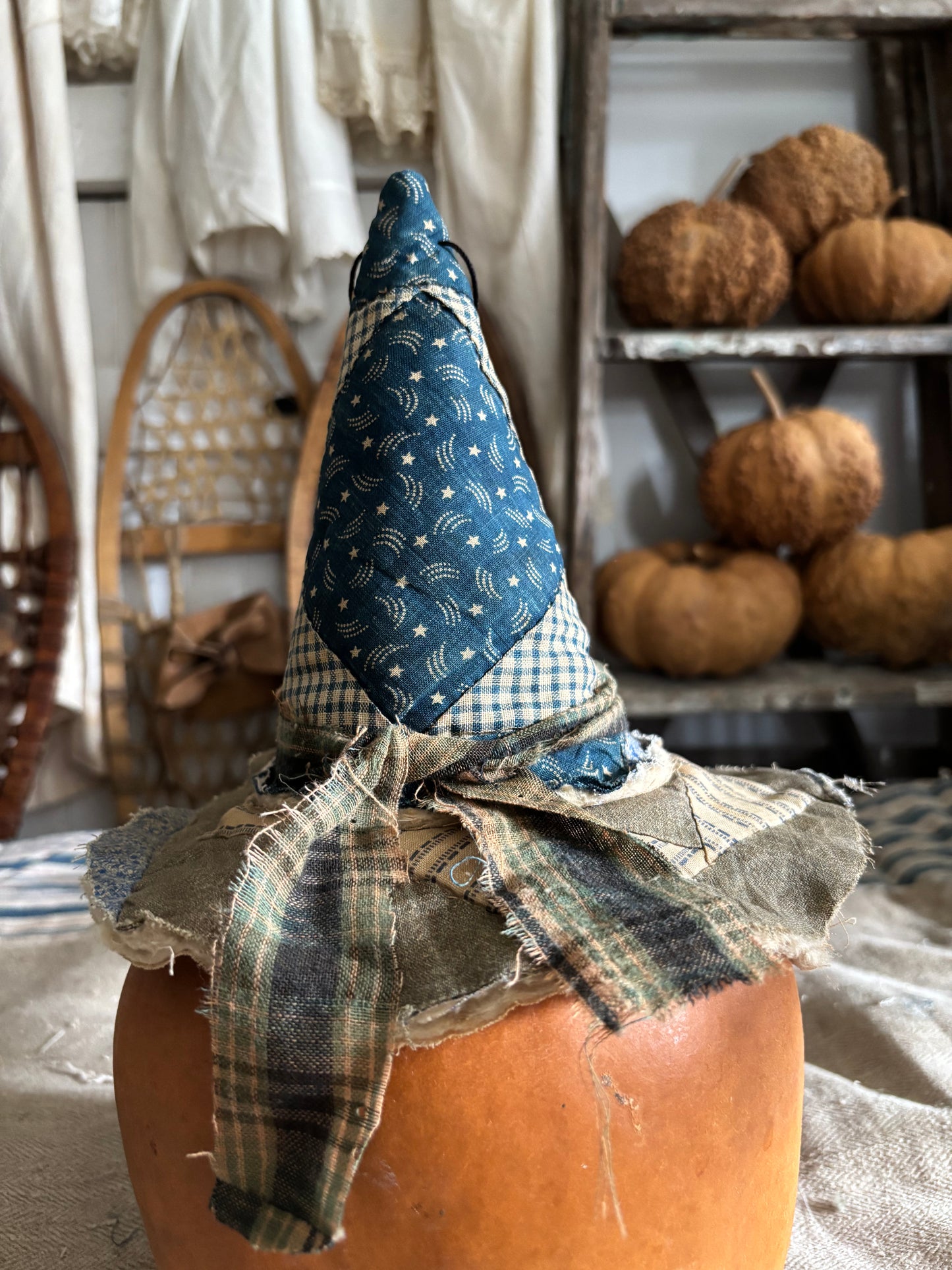 SMALL Antique quilt witch hat