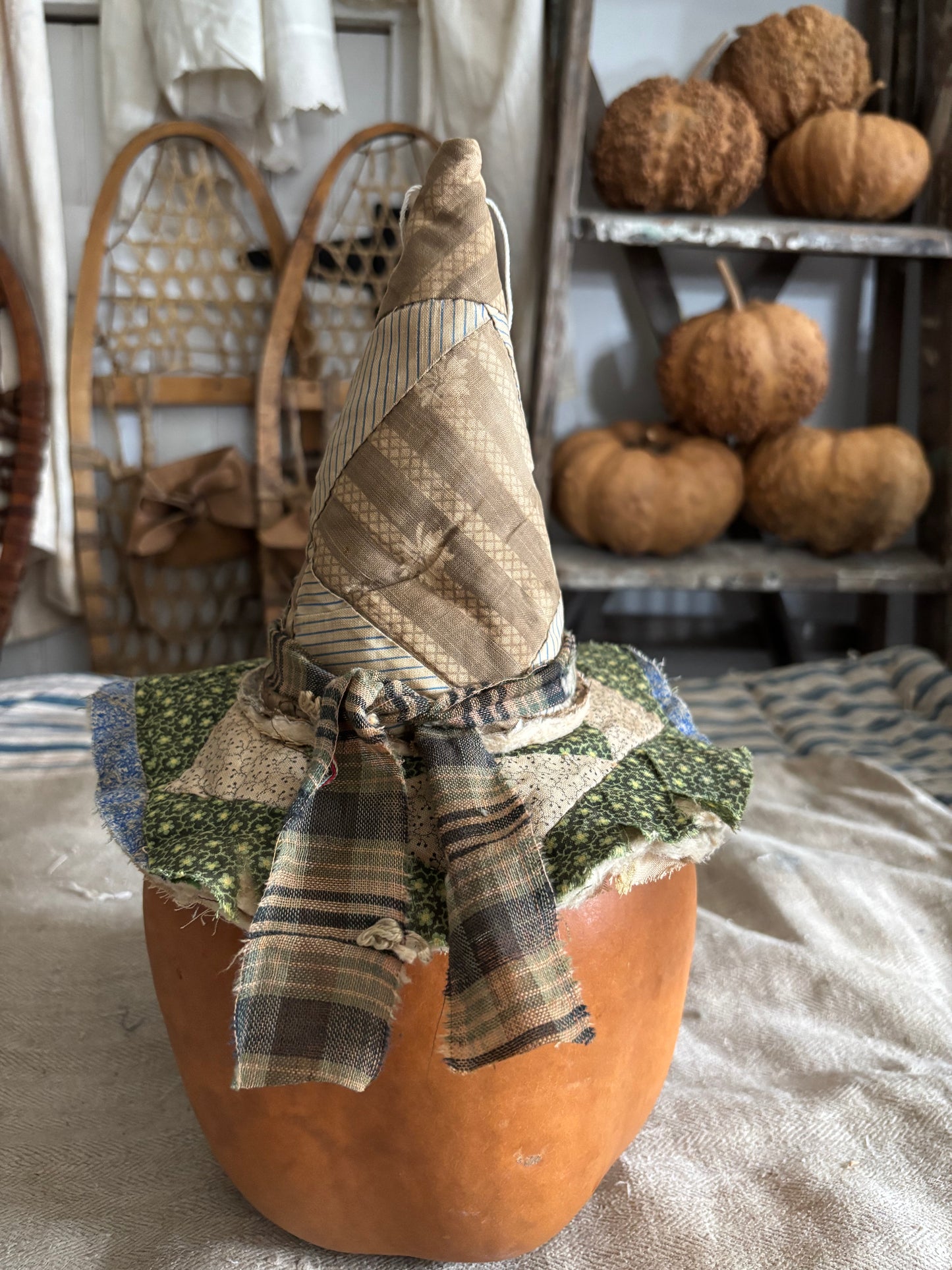 SMALL Antique quilt witch hat