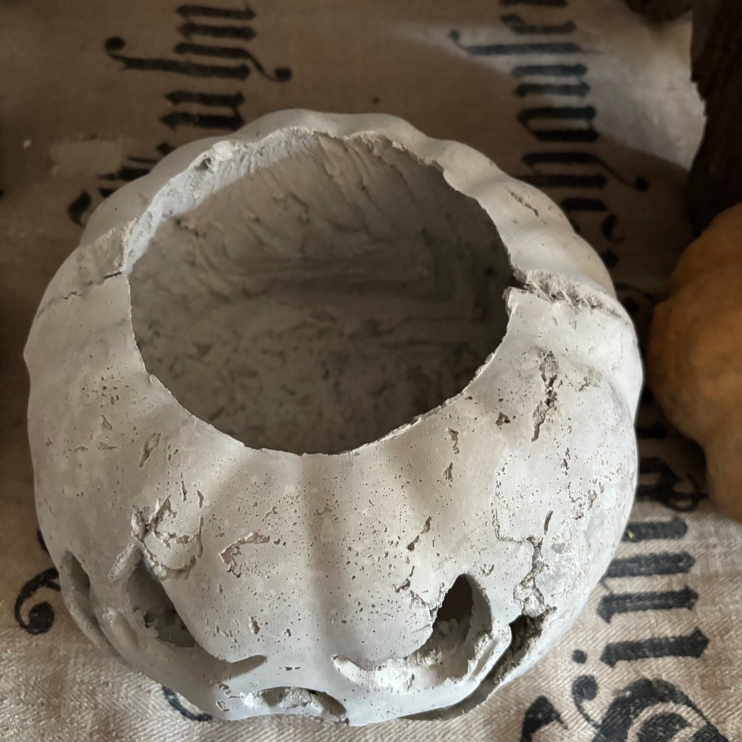 Handmade Concrete Pumpkin (hat sold separately)
