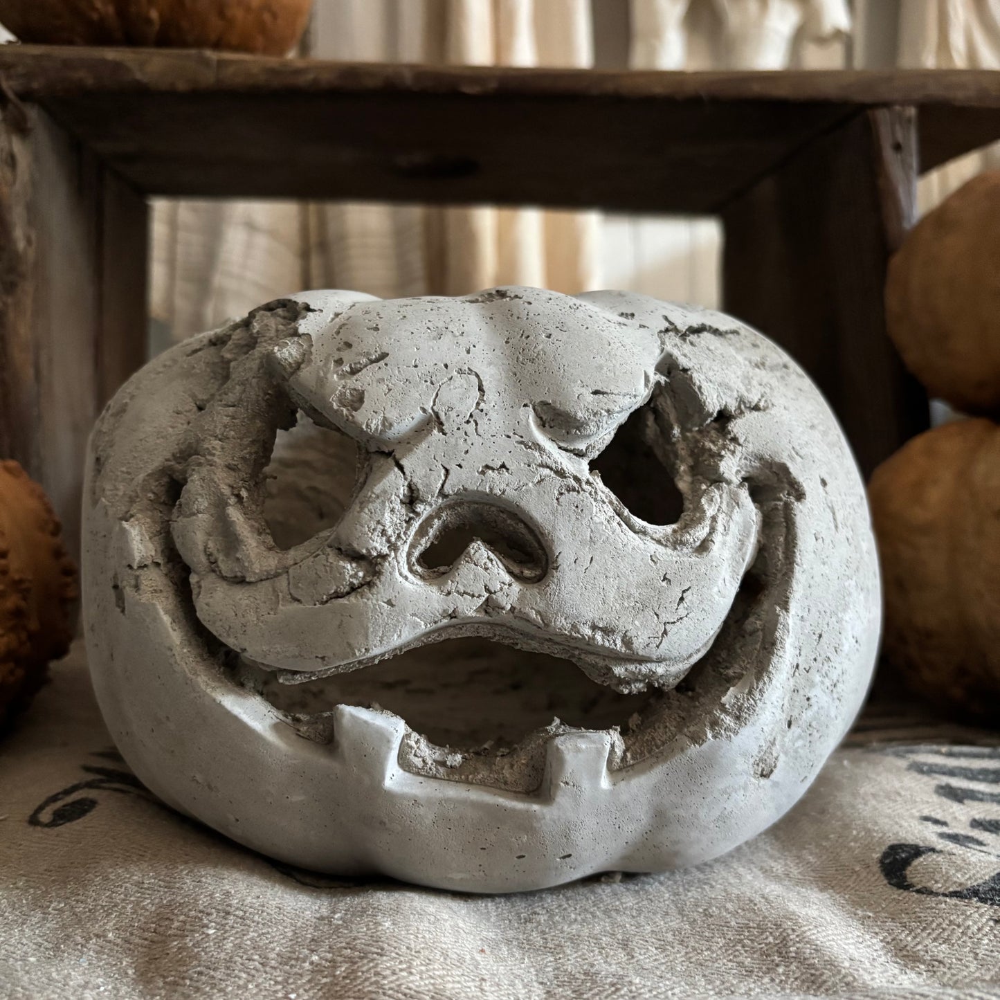 Handmade Concrete Pumpkin (hat sold separately)