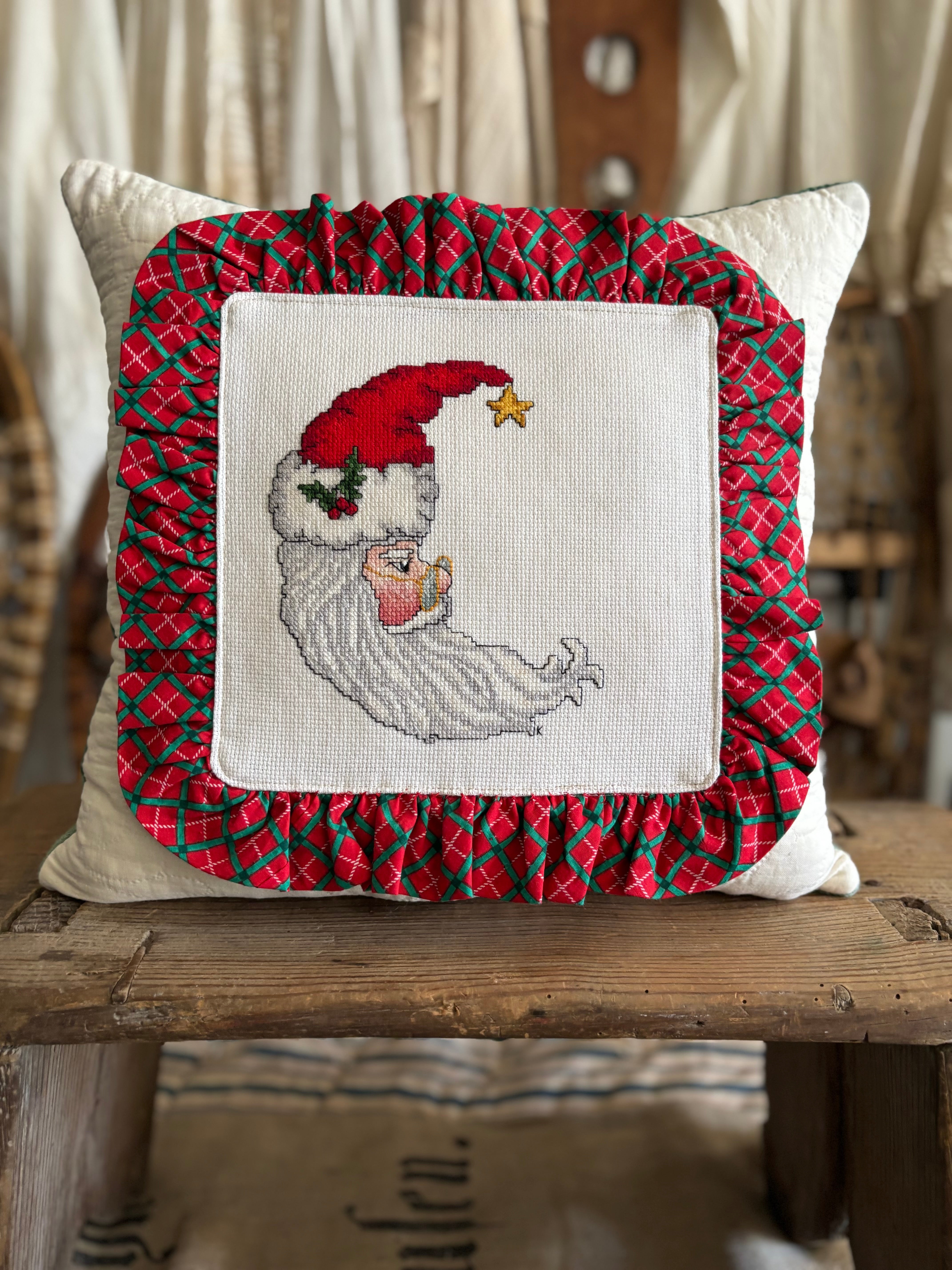 Antique quilt cross stitch pillow – The Halsey Homestead