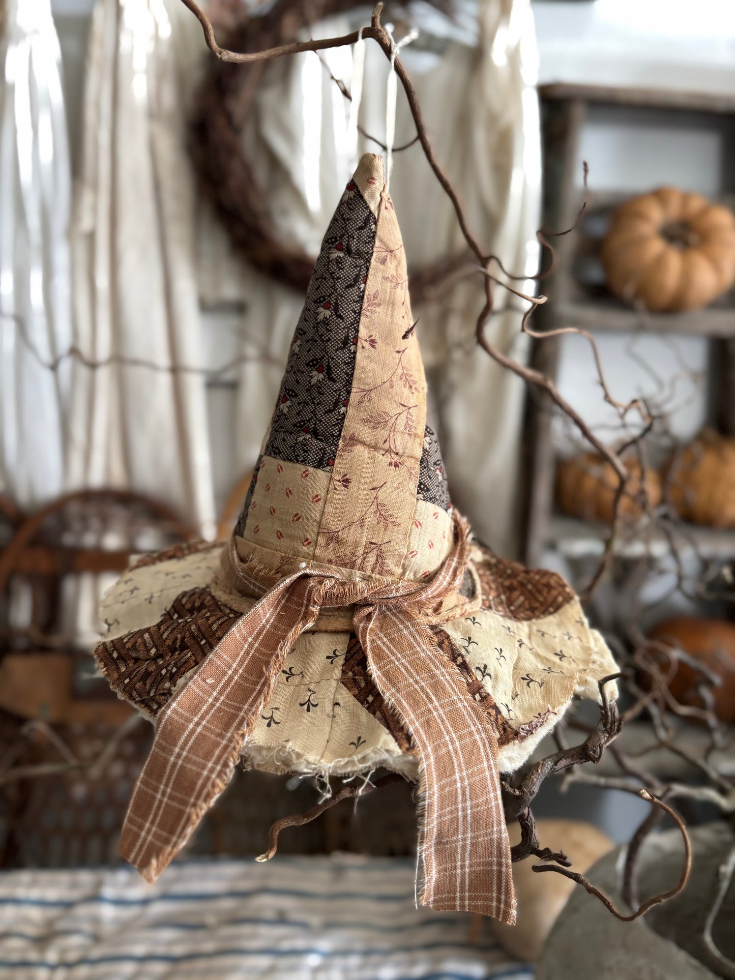 SMALL Antique quilt witch hat