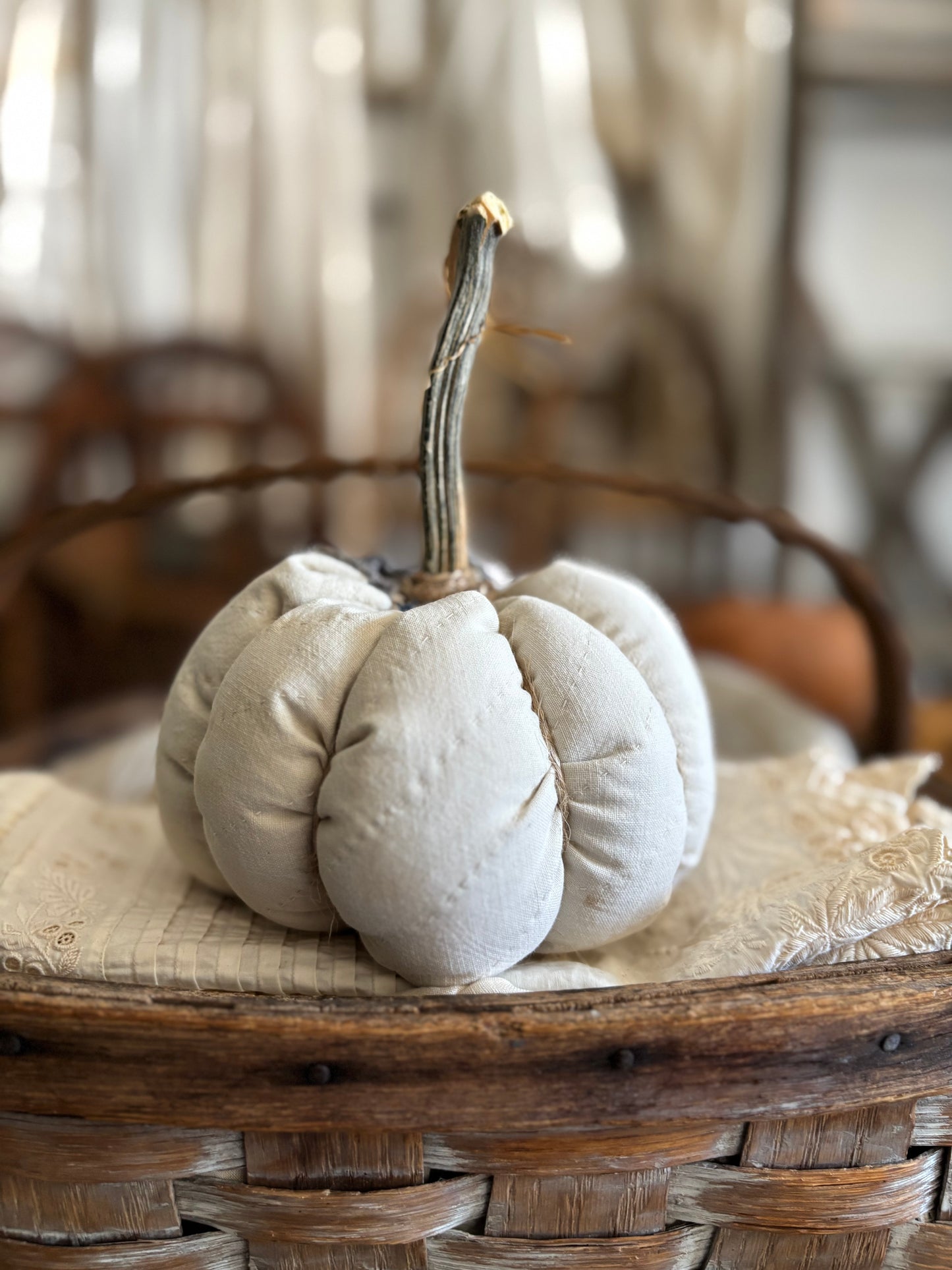 SMALL Antique quilt pumpkin