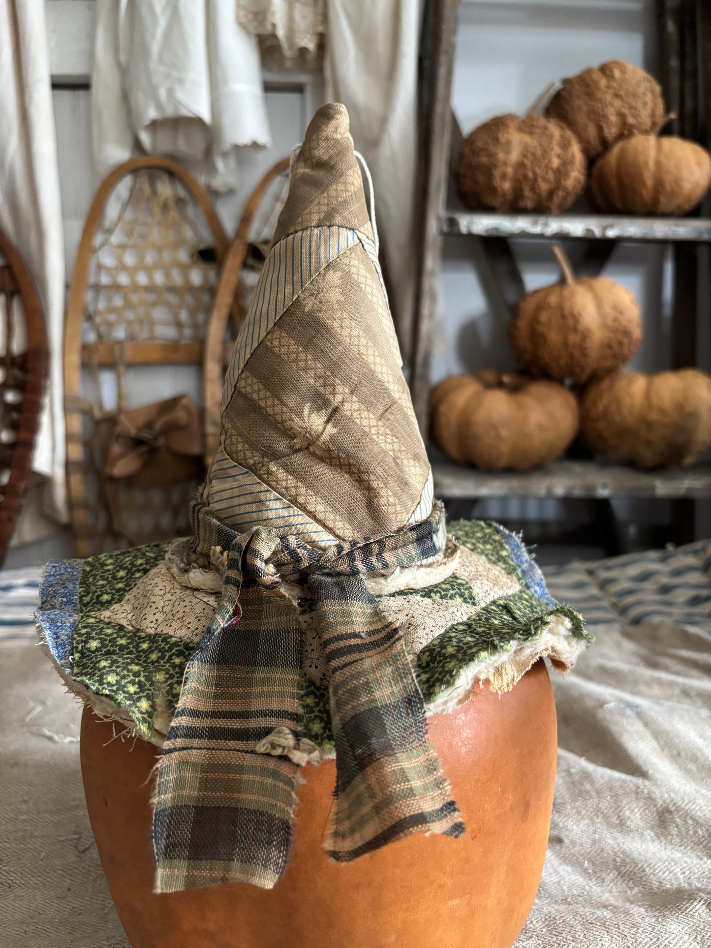 SMALL Antique quilt witch hat