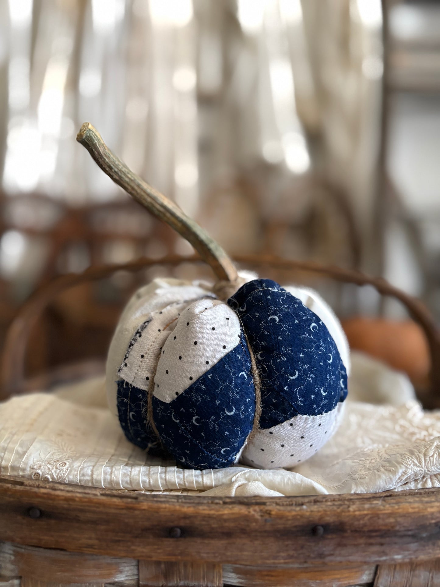 SMALL Antique quilt pumpkin