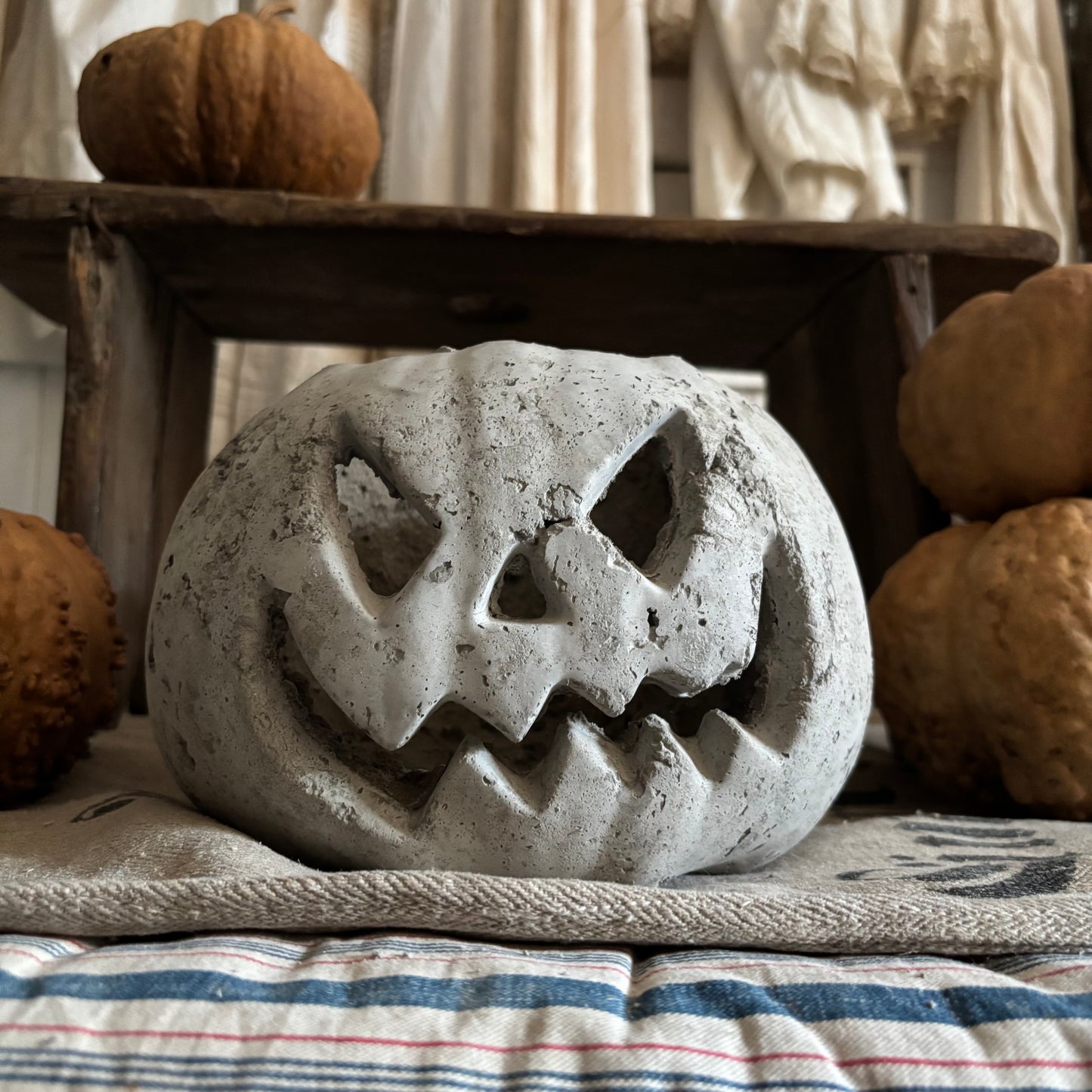 Handmade Concrete Pumpkin (hat sold separately)