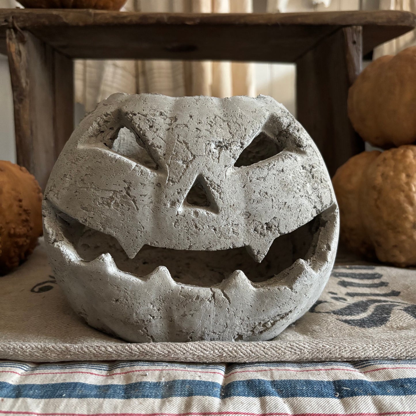Handmade Concrete Pumpkin (hat sold separately)