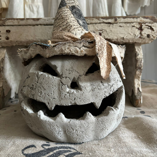 Handmade Concrete Pumpkin (hat sold separately)