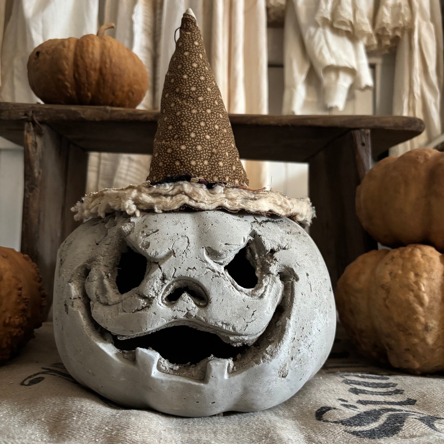 Handmade Concrete Pumpkin (hat sold separately)