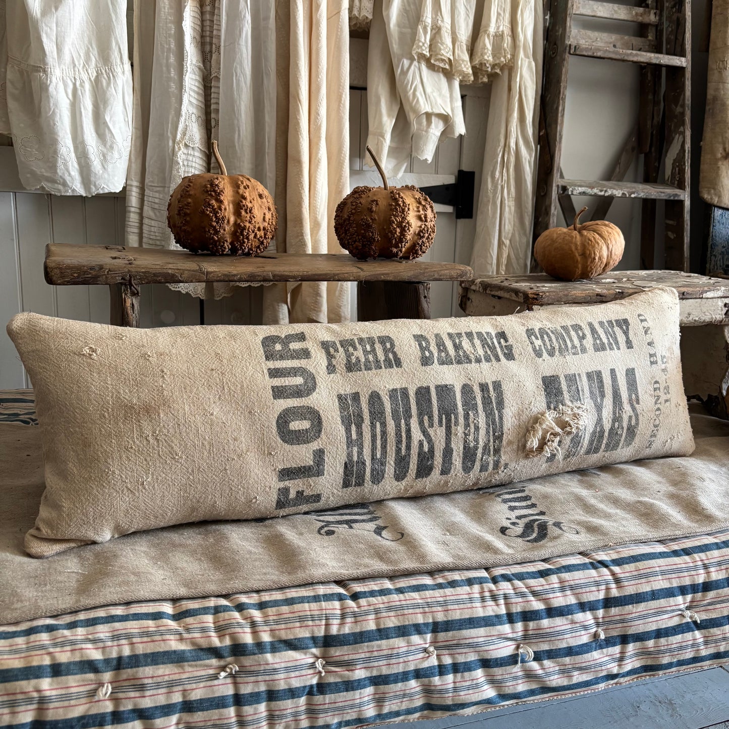 Antique long grain sack pillow