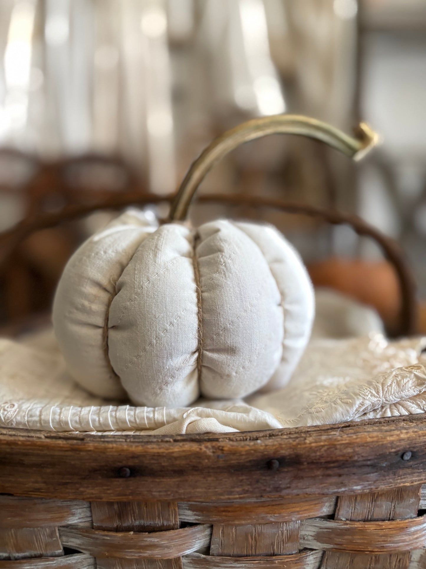 SMALL Antique quilt pumpkin