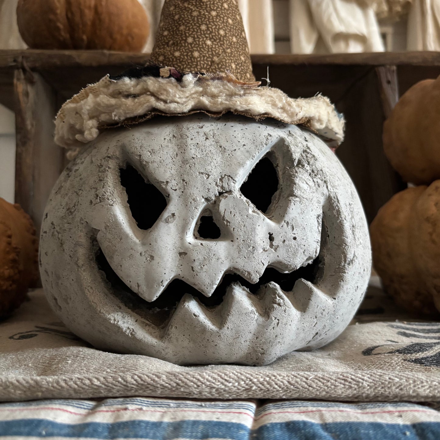 Handmade Concrete Pumpkin (hat sold separately)