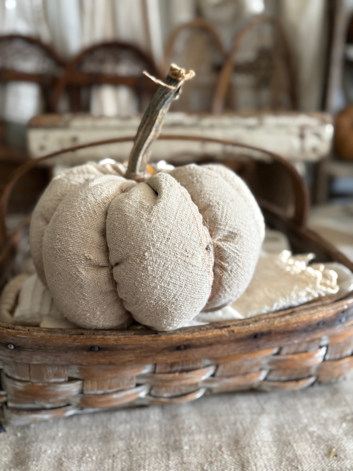 LARGE Antique quilt pumpkin