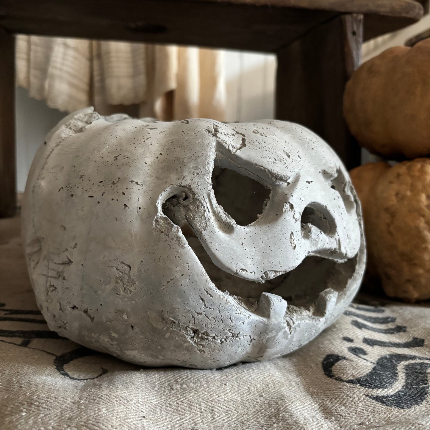 Handmade Concrete Pumpkin (hat sold separately)
