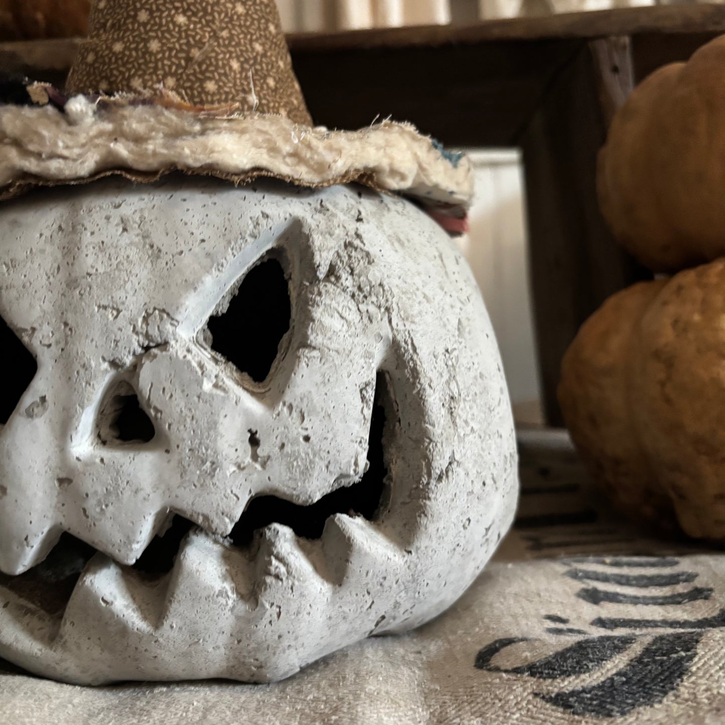 Handmade Concrete Pumpkin (hat sold separately)
