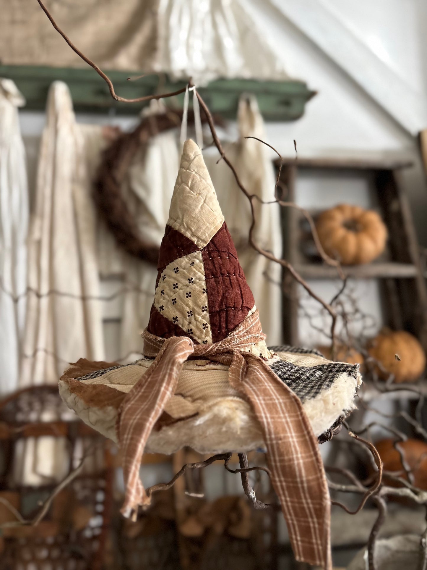 SMALL Antique quilt witch hat