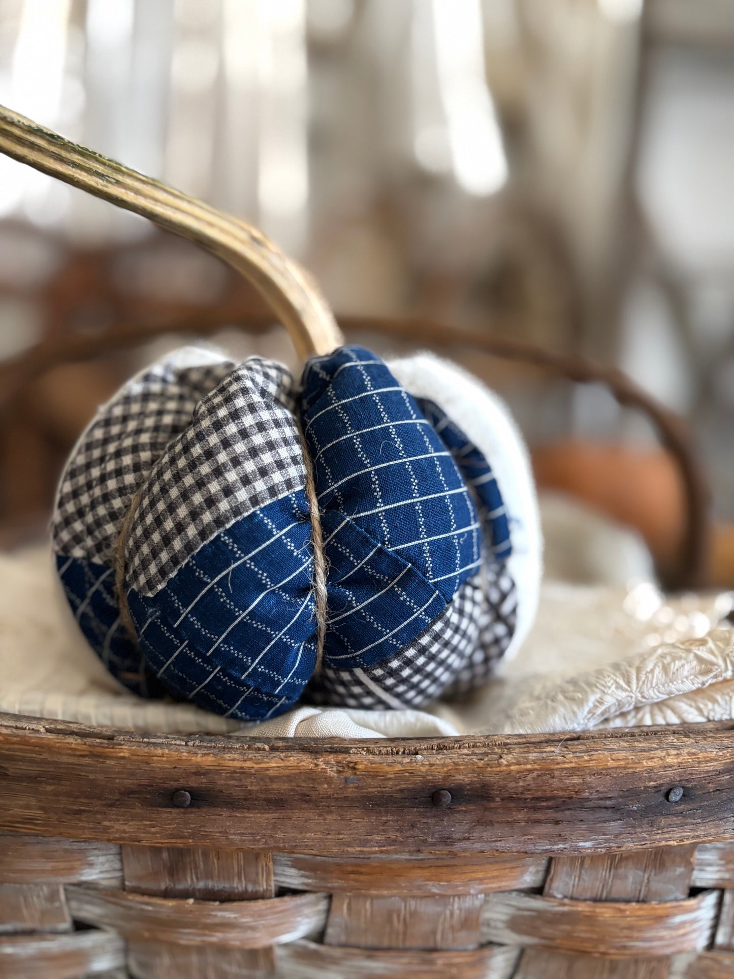 SMALL Antique quilt pumpkin