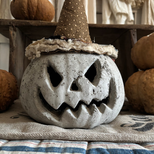 Handmade Concrete Pumpkin (hat sold separately)
