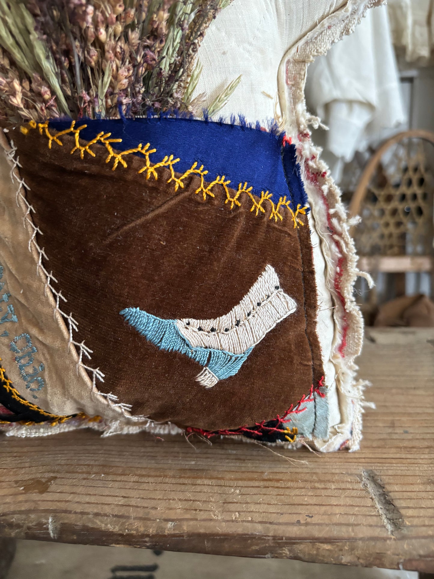 Antique quilt ghost pillow