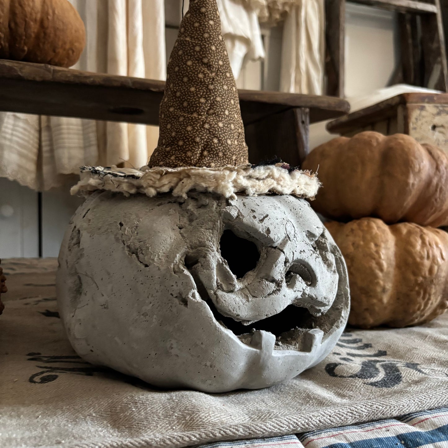 Handmade Concrete Pumpkin (hat sold separately)