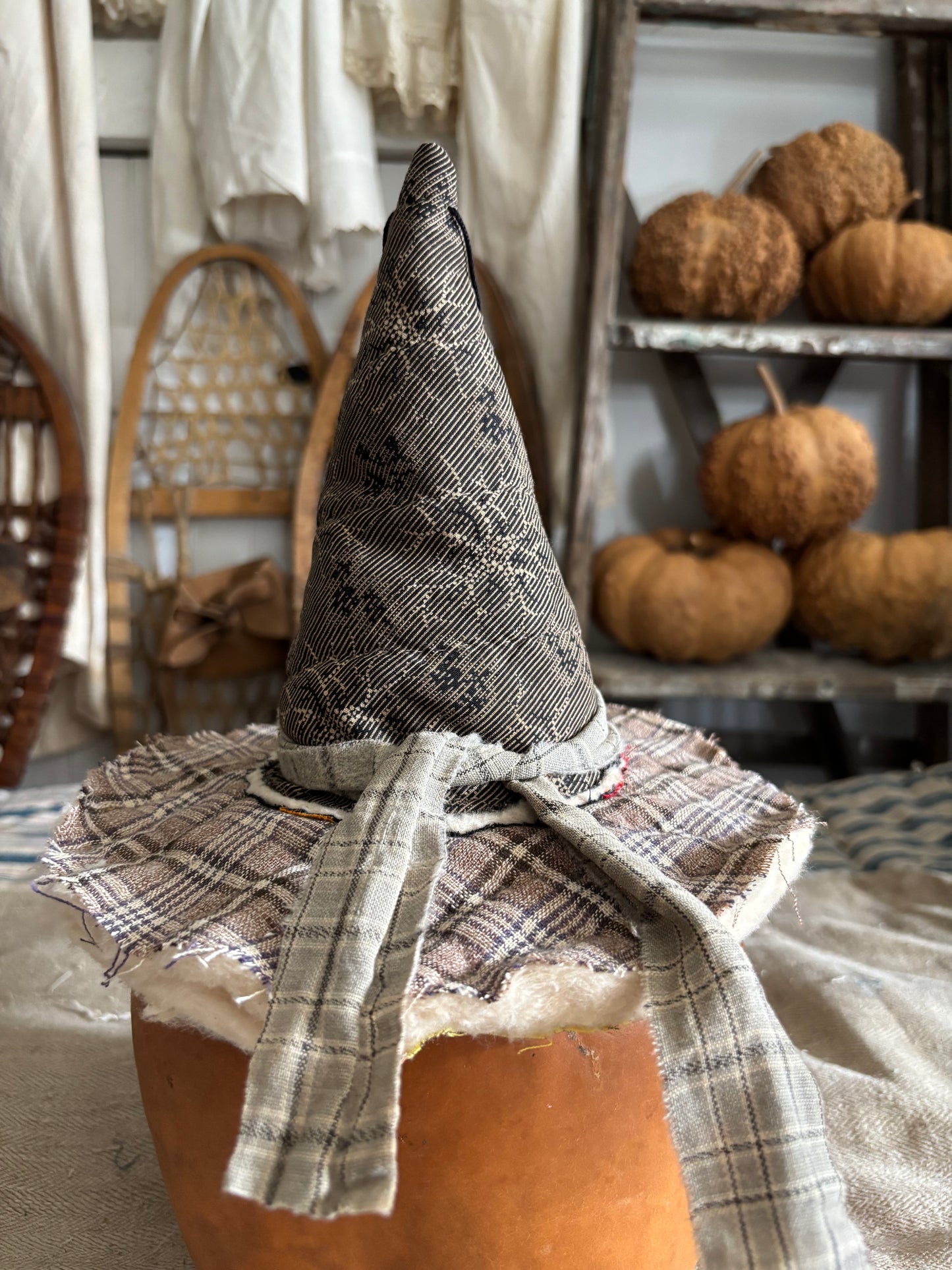 SMALL Antique quilt witch hat