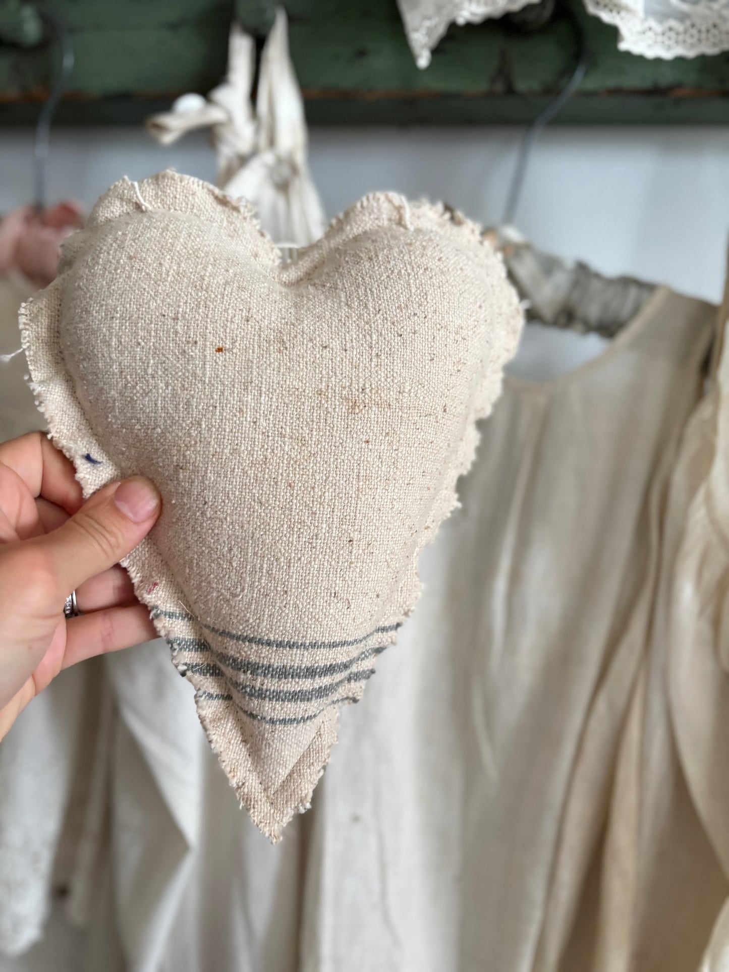 Antique quilt hanging heart