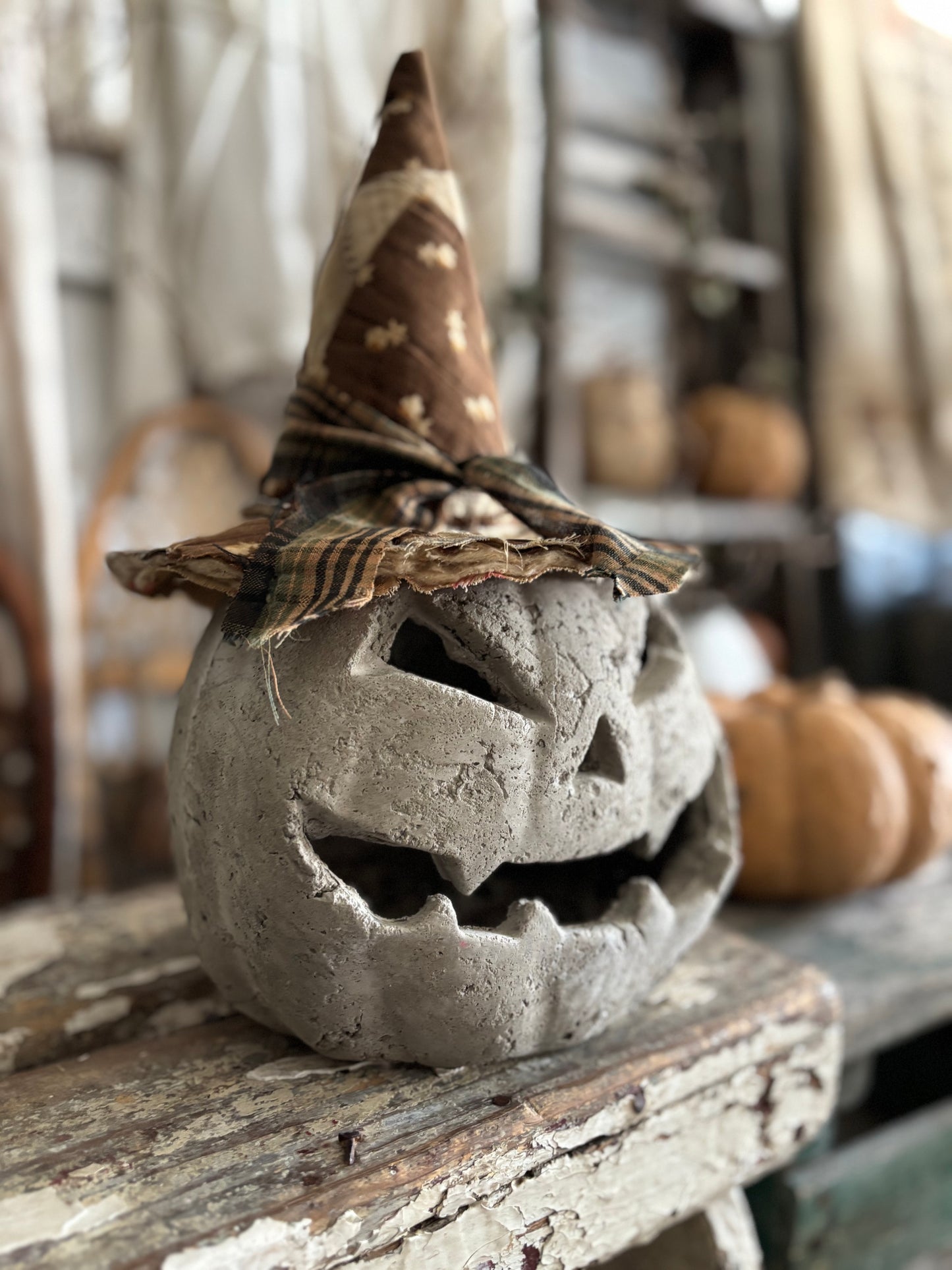 Handmade Concrete Pumpkin (hat sold separately)