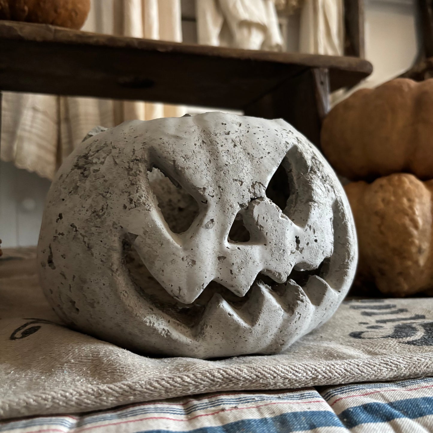 Handmade Concrete Pumpkin (hat sold separately)