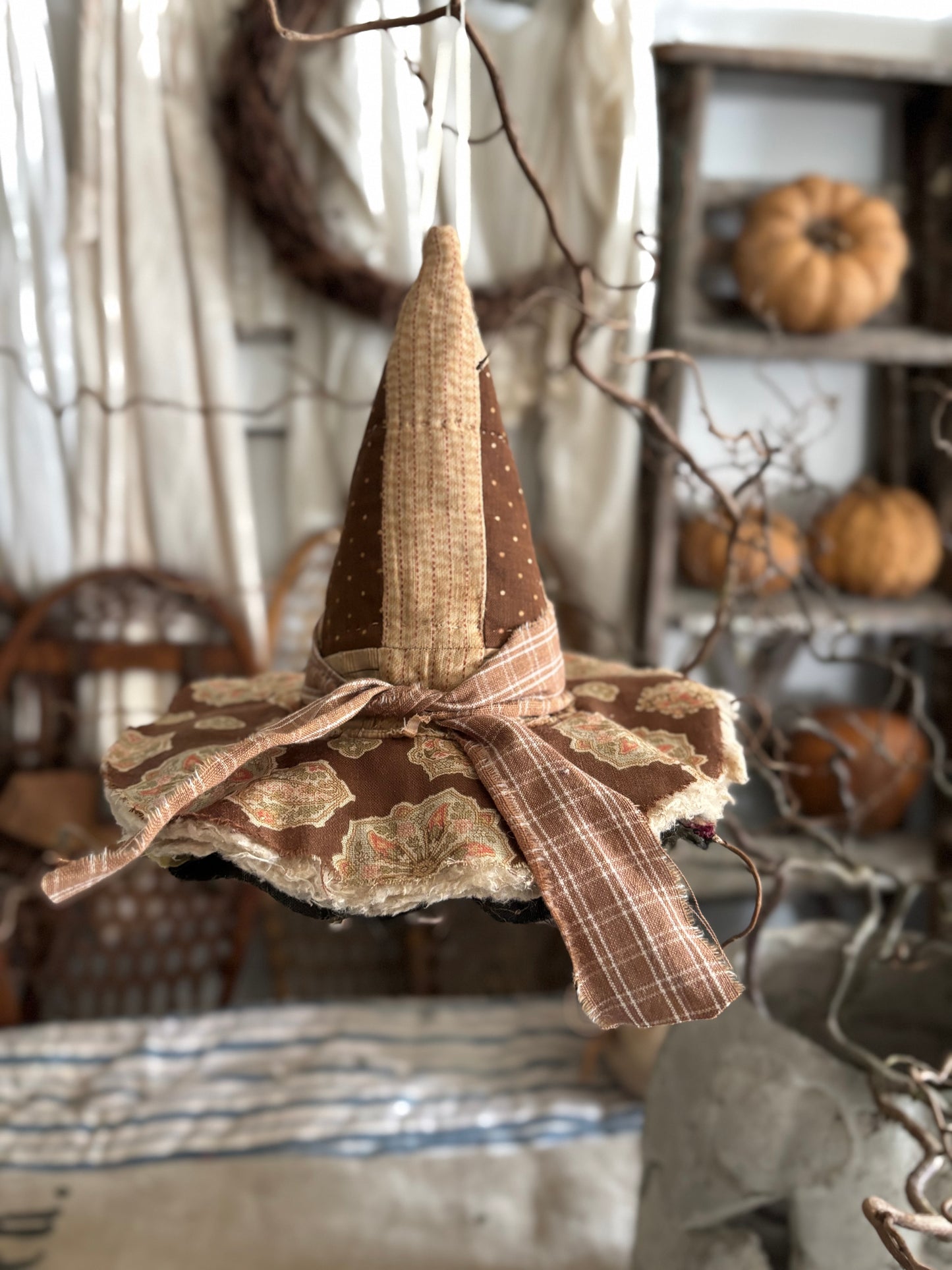 SMALL Antique quilt witch hat
