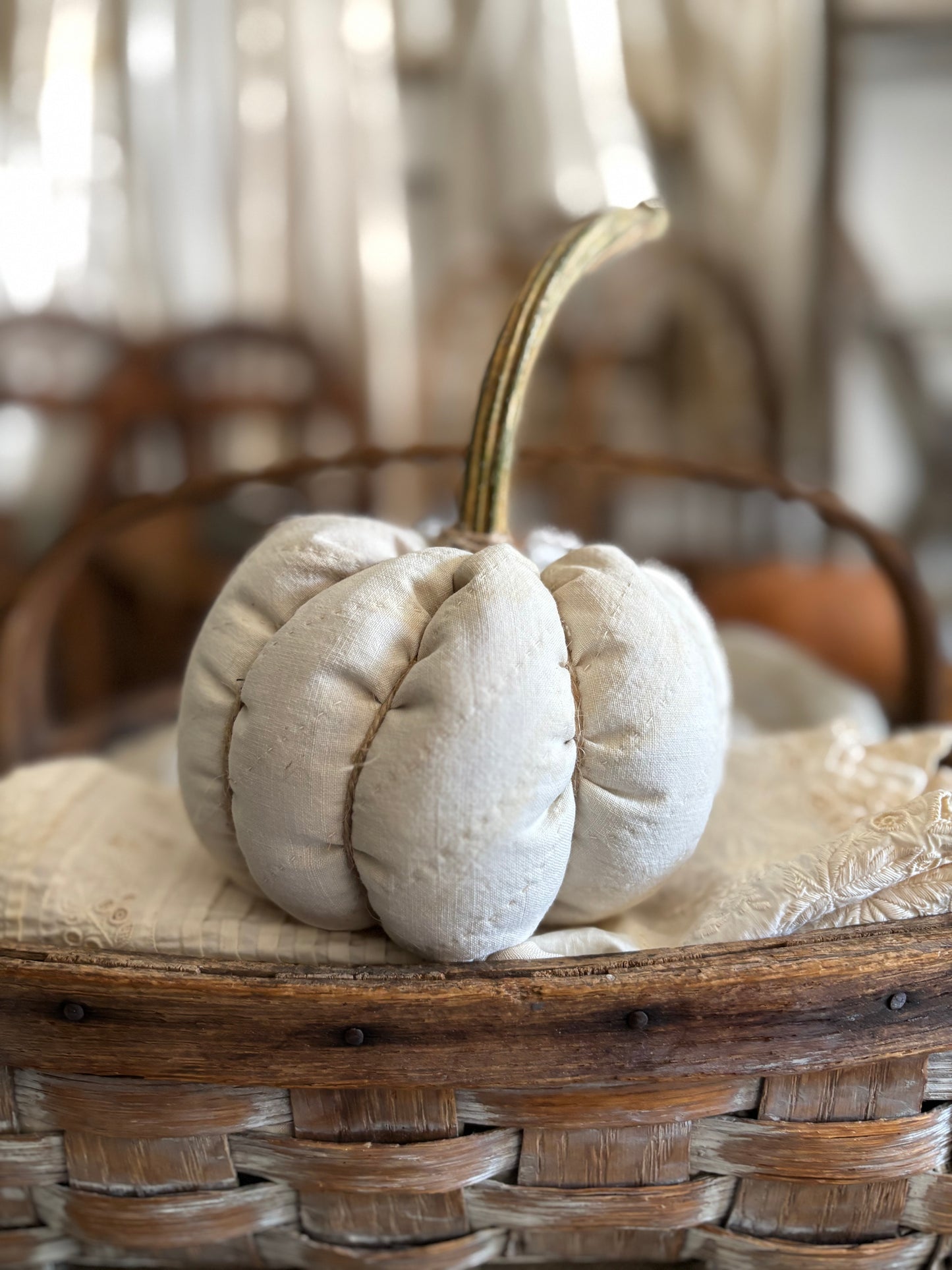 SMALL Antique quilt pumpkin