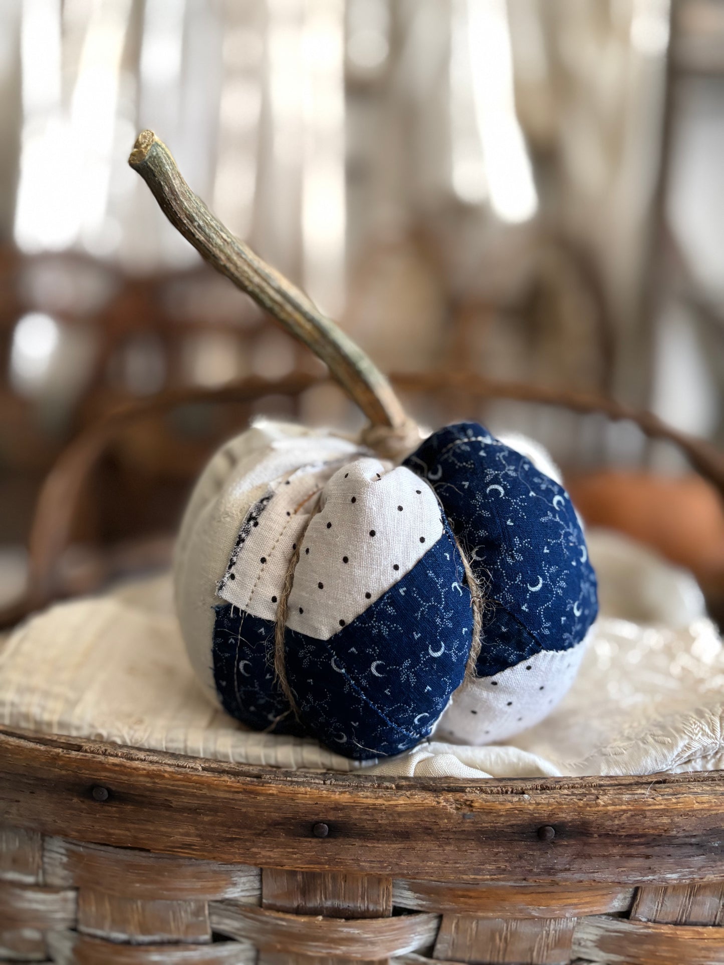 SMALL Antique quilt pumpkin
