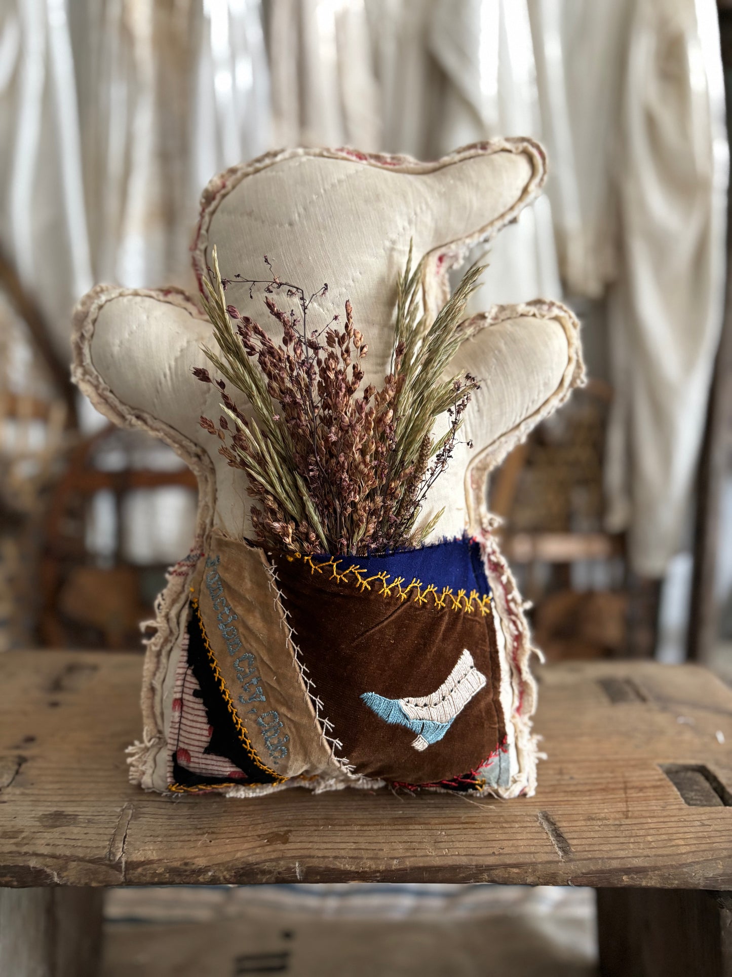 Antique quilt ghost pillow