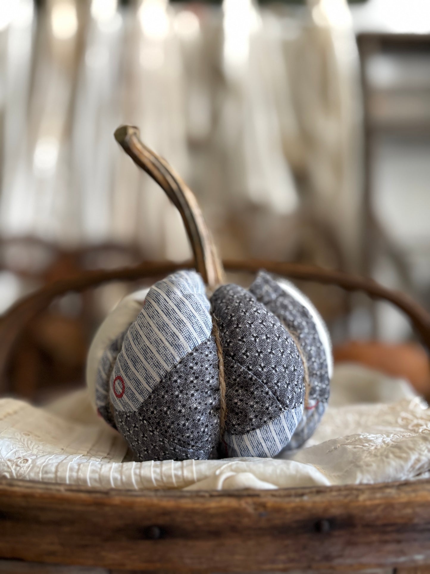 SMALL Antique quilt pumpkin